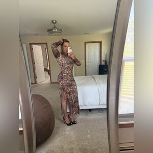 Elegant Brown Patterned Dress